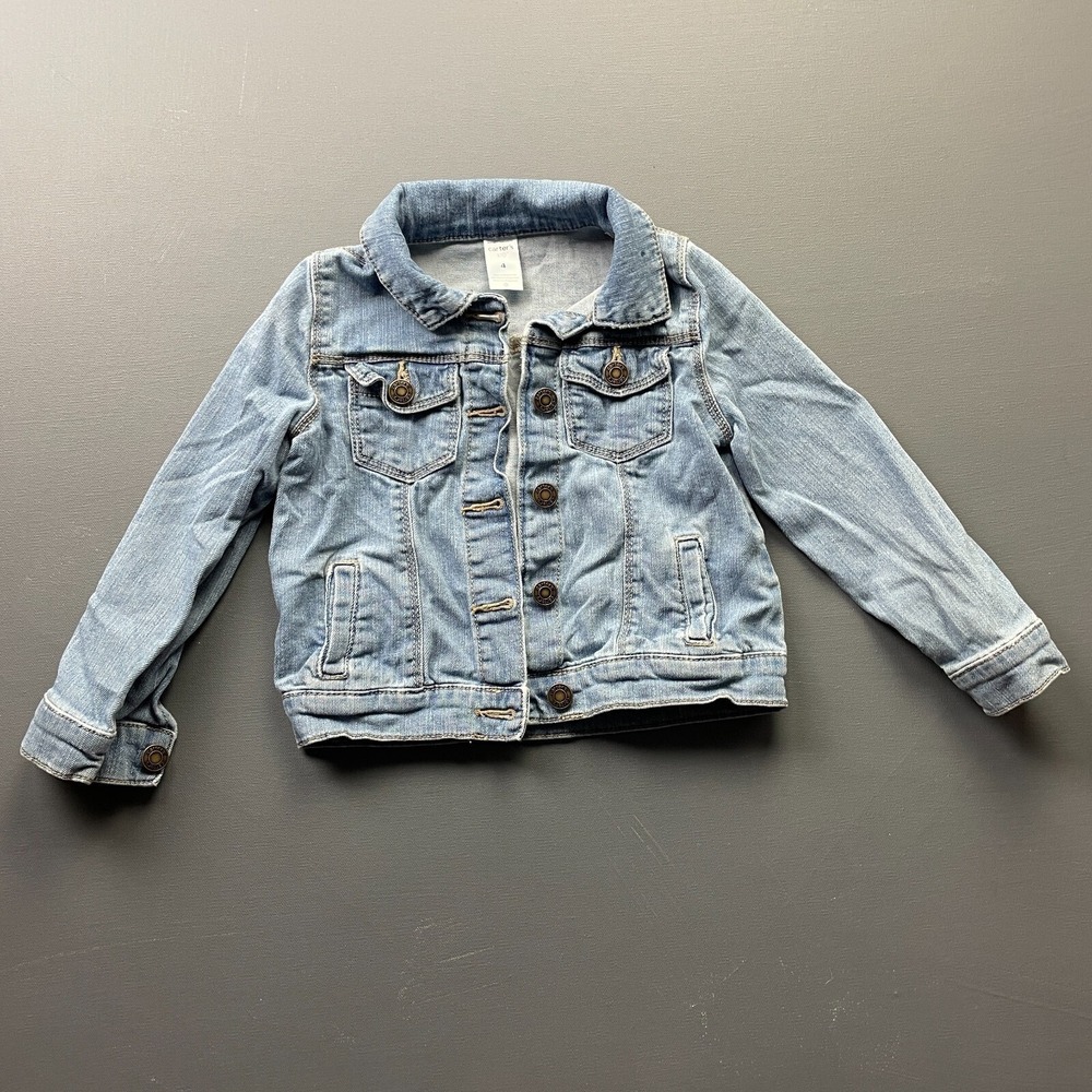 Carter's Girls 4 Blue Denim Jacket Button Front Western Casual School Kids' Coat